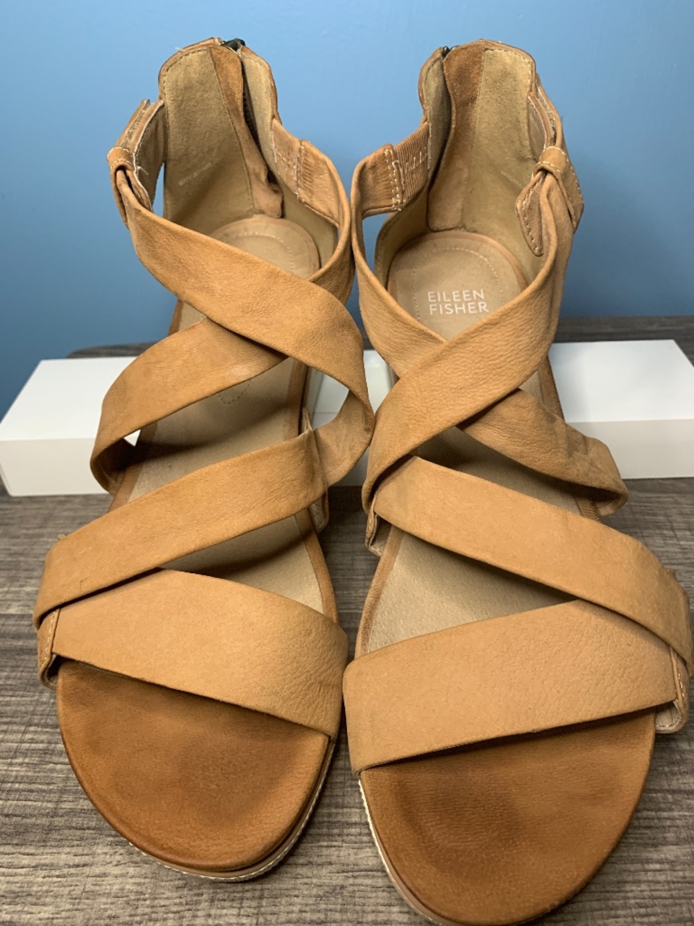 Eileen Fisher suede leather platform sandal